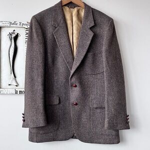 Vintage Men’s Bill Blass Tweed Wool Brown Single Breasted Blazer Size 42
